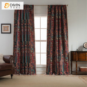 DIHINHOME Home Textile Modern Curtain DIHIN HOME Bohemian Style Painting Printed,Blackout Grommet Window Curtain for Living Room ,52x63-inch,1 Panel