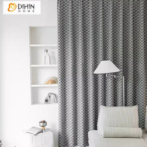 DIHINHOME Home Textile Modern Curtain DIHIN HOME European Abstract Geometric Jacquard,Blackout Grommet Window Curtain for Living Room,52x63-inch,1 Panel