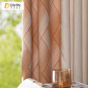 DIHINHOME Home Textile Modern Curtain DIHIN HOME European Geometric Striped,Grommet Window Curtain for Living Room,Customzied Curtains