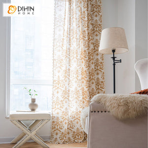 DIHINHOME Home Textile Modern Curtain DIHIN HOME European Jacquard Painting Printed,Blackout Grommet Window Curtain for Living Room ,52x63-inch,1 Panel