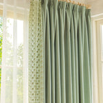 DIHINHOME Home Textile Modern Curtain DIHIN HOME High Quality Green Fabric With Green Lace Sheer Curtains,Blackout Grommet Window Curtain for Living Room ,52x63-inch,1 Panel