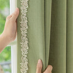 DIHINHOME Home Textile Modern Curtain DIHIN HOME High Quality Green Fabric With White Lace,Blackout Grommet Window Curtain for Living Room ,52x63-inch,1 Panel