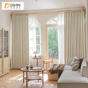 DIHINHOME Home Textile Modern Curtain DIHIN HOME Luxury Beige Color Jacquard,Blackout Grommet Window Curtain for Living Room,52x63-inch,1 Panel