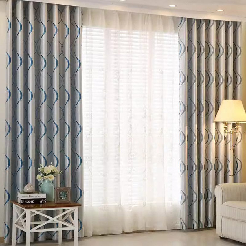 DIHINHOME Home Textile Modern Curtain DIHIN HOME Modern Abstract Blue Striped,Blackout Grommet Window Curtain for Living Room,1 Panel