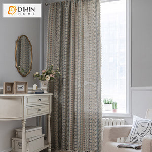 DIHINHOME Home Textile Modern Curtain DIHIN HOME Modern Abstract Geometric Curtains,Half Blackout Grommet Window Curtain for Living Room ,52x63-inch,1 Panel