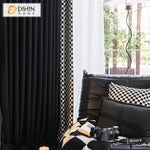 DIHINHOME Home Textile Modern Curtain DIHIN HOME Modern Black Color With Plaid Fabric,Blackout Grommet Window Curtain For Living Room ,52x63-inch,1  Panel