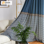 DIHINHOME Home Textile Modern Curtain DIHIN HOME Modern Blue Geometric,Blackout Grommet Window Curtain for Living Room ,52x63-inch,1 Panel