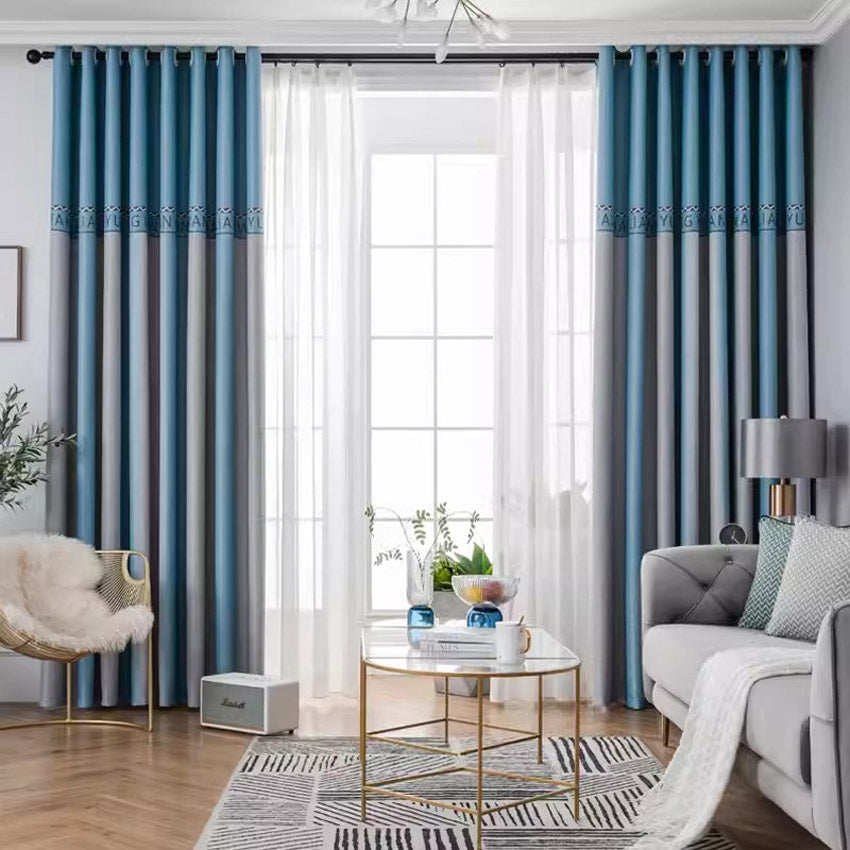 DIHINHOME Home Textile Modern Curtain DIHIN HOME Modern Blue Gradient Printed,Blackout Grommet Window Curtain for Living Room,1 Panel