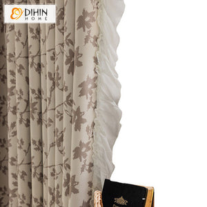 DIHINHOME Home Textile Modern Curtain DIHIN HOME Modern Coffee Flowers Printed,Grommet Window Curtain for Living Room,52x63-inch,1 Panel