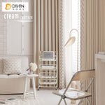 DIHINHOME Home Textile Modern Curtain DIHIN HOME Modern Cream Color Plaid Fabric Jacquard,Half Blackout Grommet Window Curtain for Living Room ,52x63-inch,1 Panel