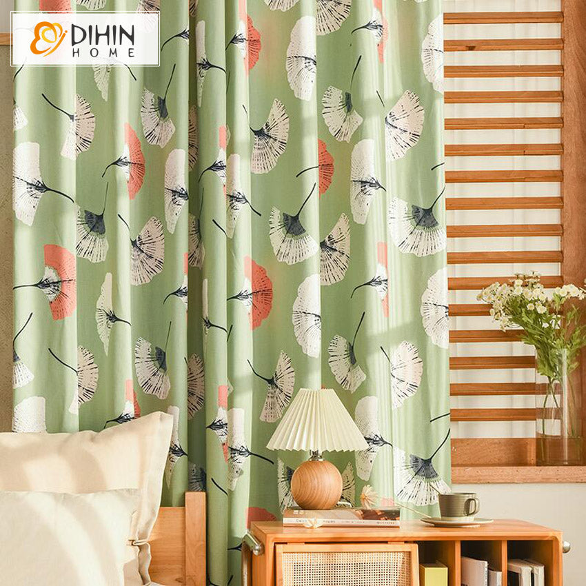 DIHIN HOME Modern Fans Printed,Half Blackout Grommet Window Curtain for  Living Room ,52x63-inch,1 Panel