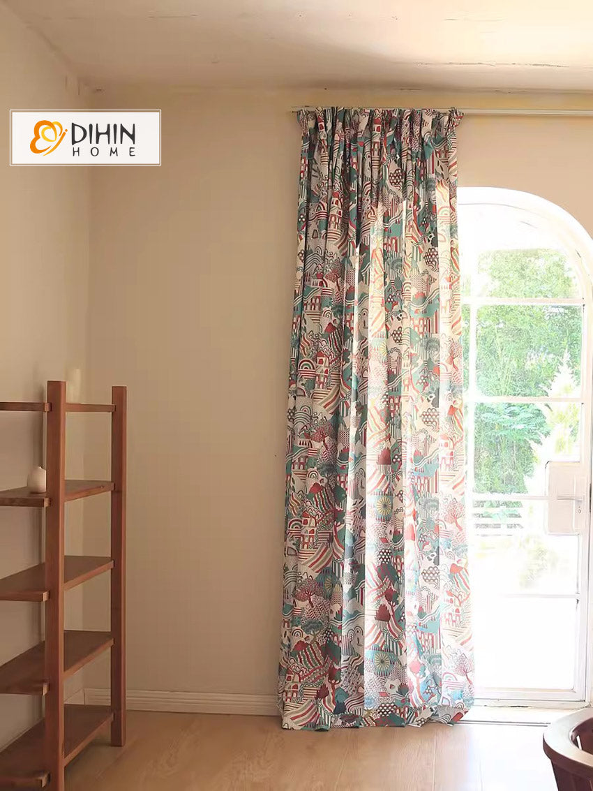 DIHINHOME Home Textile Modern Curtain DIHIN HOME Modern Fashion Printed,Blackout Grommet Window Curtain for Living Room ,52x63-inch,1 Panel