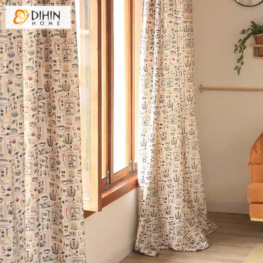 DIHINHOME Home Textile Modern Curtain DIHIN HOME Modern Fashion Printed,Blackout Grommet Window Curtain for Living Room ,52x63-inch,1 Panel