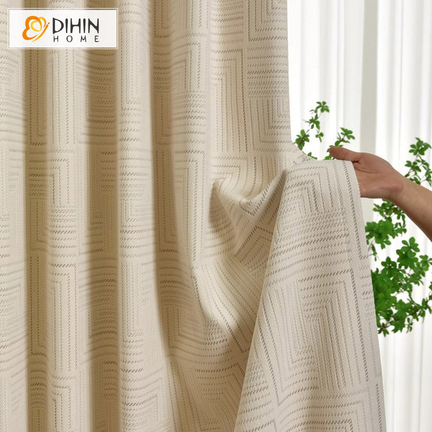 DIHINHOME Home Textile Modern Curtain DIHIN HOME Modern Geometric,Blackout Grommet Window Curtain For Living Room ,52x63-inch,1  Panel