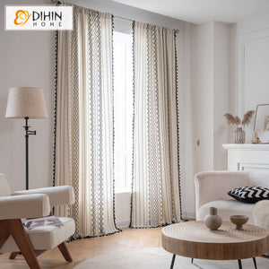 DIHINHOME Home Textile Modern Curtain DIHIN HOME Modern Geometric Striped Painting Printed,Blackout Grommet Window Curtain for Living Room ,52x63-inch,1 Panel