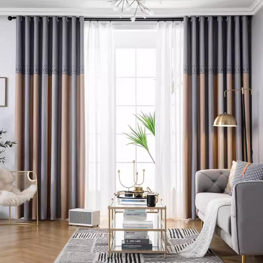 DIHINHOME Home Textile Modern Curtain DIHIN HOME Modern Gradient Printed,Blackout Grommet Window Curtain for Living Room,1 Panel