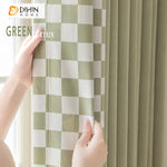 DIHINHOME Home Textile Modern Curtain DIHIN HOME Modern Gree Color Plaid Fabric Jacquard,Half Blackout Grommet Window Curtain for Living Room ,52x63-inch,1 Panel