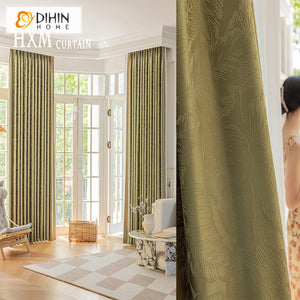 DIHINHOME Home Textile Modern Curtain DIHIN HOME Modern Green Jacquard,Blackout Grommet Window Curtain for Living Room,52x63-inch,1 Panel