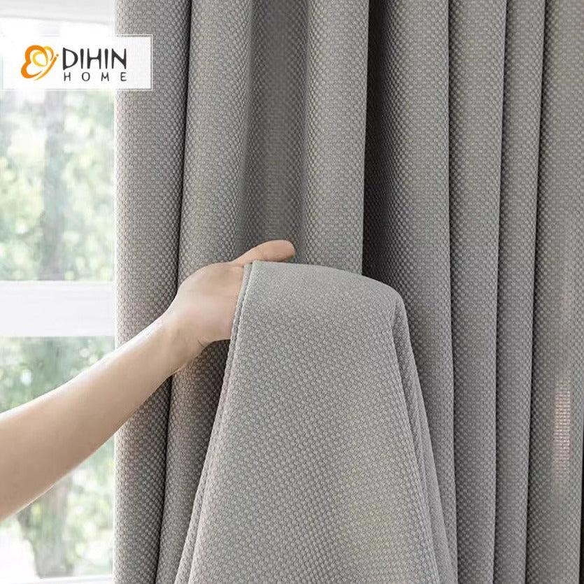 DIHINHOME Home Textile Modern Curtain DIHIN HOME Modern High Quality Thickness Grey,Blackout Grommet Window Curtain for Living Room,52x63-inch,1 Panel