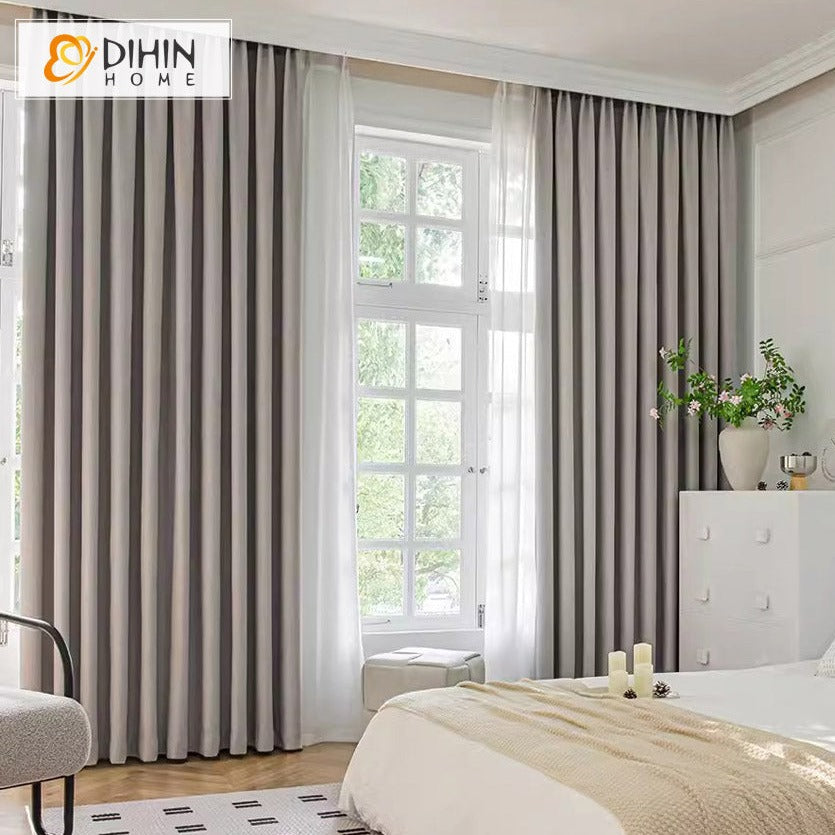 DIHINHOME Home Textile Modern Curtain DIHIN HOME Modern High Quality Thickness Grey,Blackout Grommet Window Curtain for Living Room,52x63-inch,1 Panel