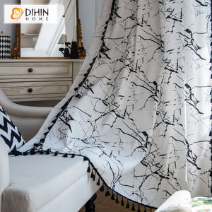 DIHINHOME Home Textile Modern Curtain DIHIN HOME Modern Marble Texture Painting Printed,Blackout Grommet Window Curtain for Living Room ,52x63-inch,1 Panel