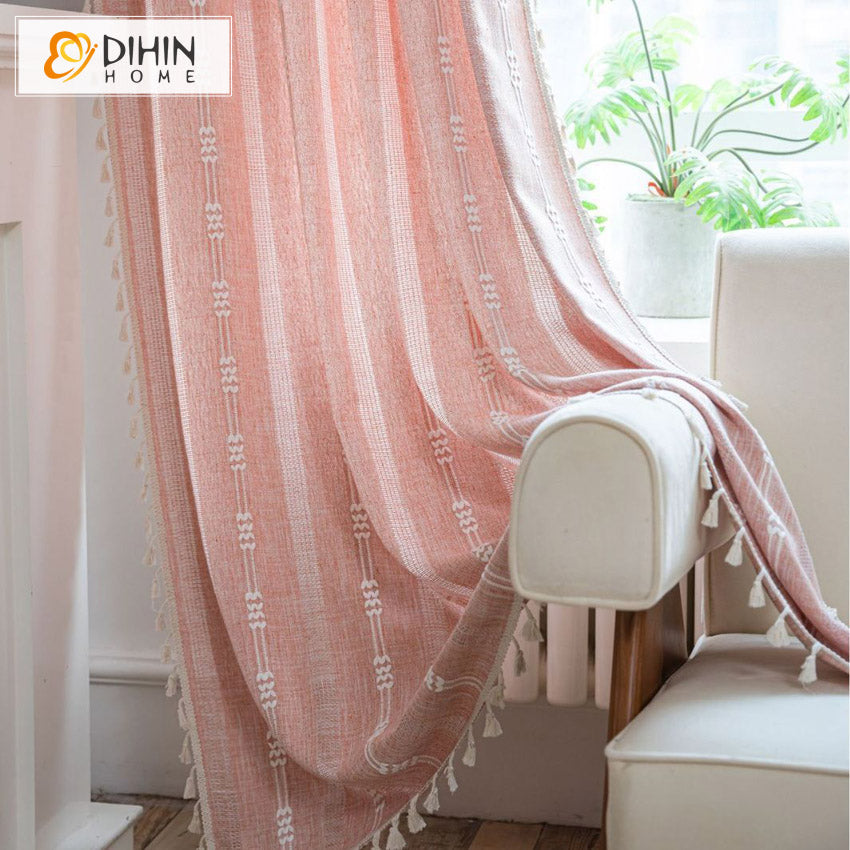 DIHINHOME Home Textile Modern Curtain DIHIN HOME Modern Pink Color Painting Printed,Blackout Grommet Window Curtain for Living Room ,52x63-inch,1 Panel