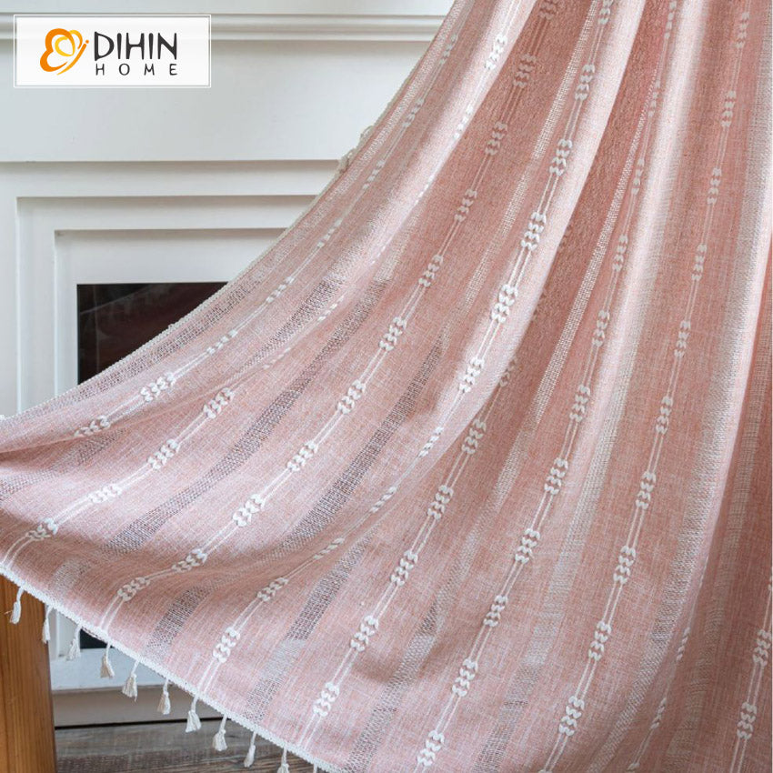 DIHINHOME Home Textile Modern Curtain DIHIN HOME Modern Pink Color Painting Printed,Blackout Grommet Window Curtain for Living Room ,52x63-inch,1 Panel