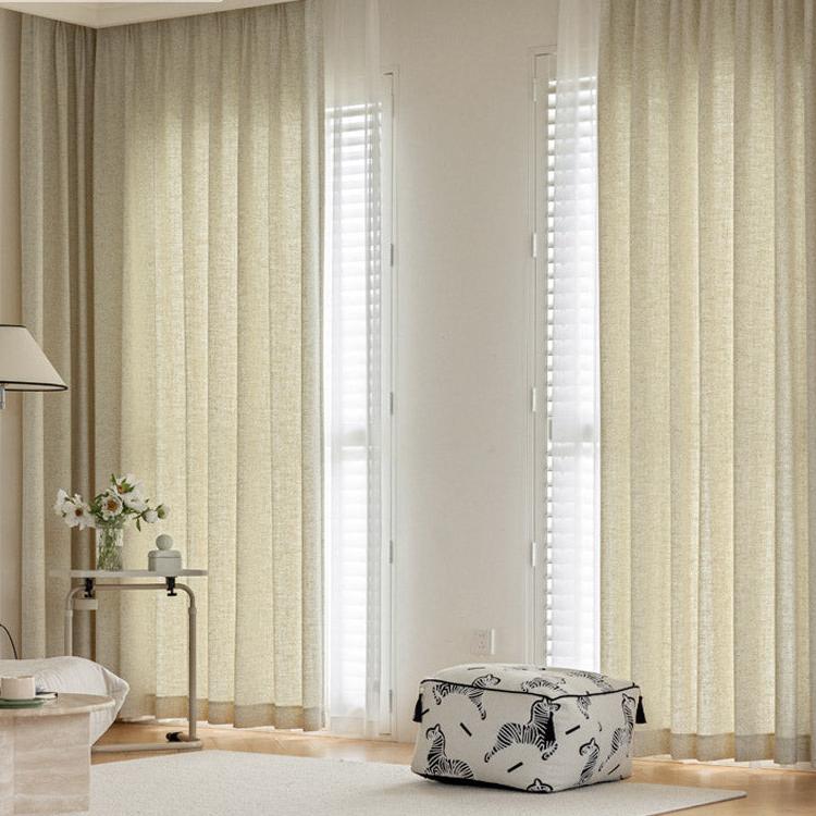 DIHINHOME Home Textile Modern Curtain DIHIN HOME Modern Solid Cotton Linen Fabric,Blackout Grommet Window Curtain For Living Room ,52x63-inch,1  Panel