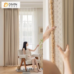 DIHINHOME Home Textile Modern Curtain DIHIN HOME Modern Thick Fabric Jacquard,Blackout Grommet Window Curtain for Living Room,52x63-inch,1 Panel