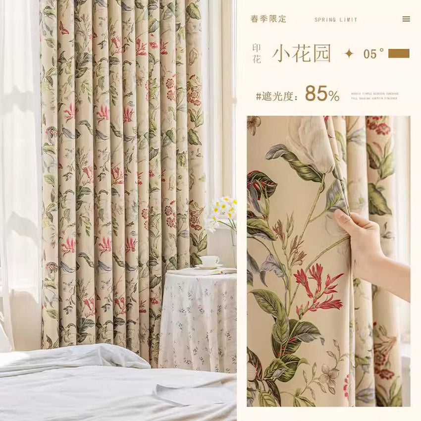 DIHINHOME Home Textile Modern Curtain DIHIN HOME Pastoral Printed,Blackout Grommet Window Curtain for Living Room,P012