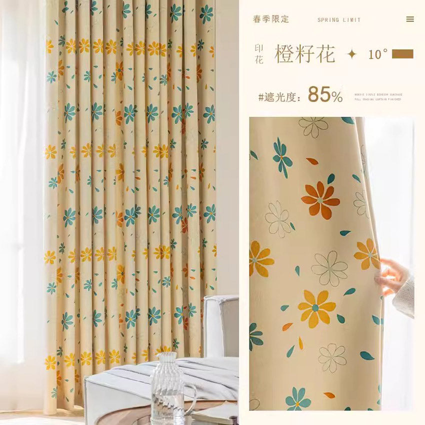 DIHINHOME Home Textile Modern Curtain DIHIN HOME Pastoral Printed,Blackout Grommet Window Curtain for Living Room,P016