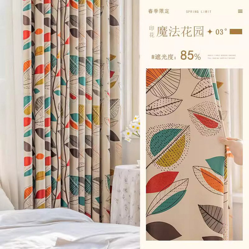 DIHINHOME Home Textile Modern Curtain DIHIN HOME Pastoral Printed,Blackout Grommet Window Curtain for Living Room,P017