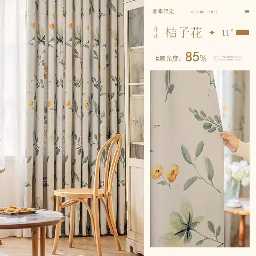 DIHINHOME Home Textile Modern Curtain DIHIN HOME Pastoral Printed,Blackout Grommet Window Curtain for Living Room,P018