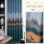 DIHINHOME Home Textile Modern Curtain DIHIN HOME Pastoral Printed,Blackout Grommet Window Curtain for Living Room,P023