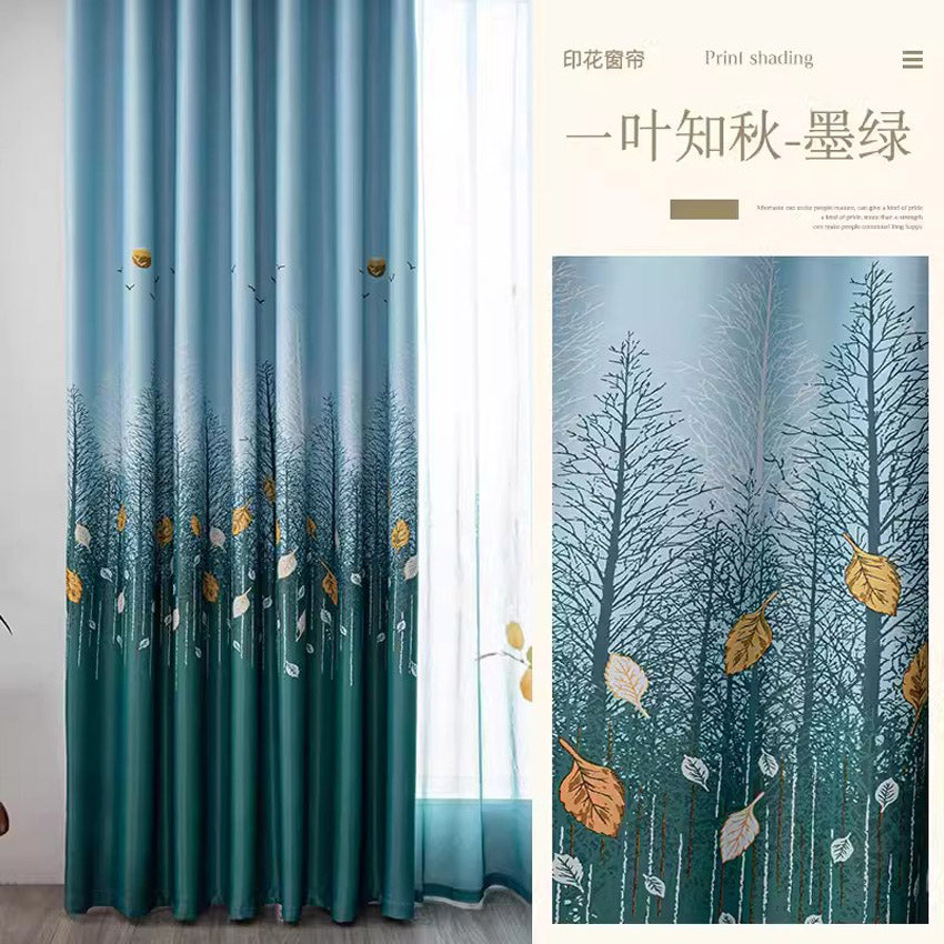 DIHINHOME Home Textile Modern Curtain DIHIN HOME Pastoral Printed,Blackout Grommet Window Curtain for Living Room,P025
