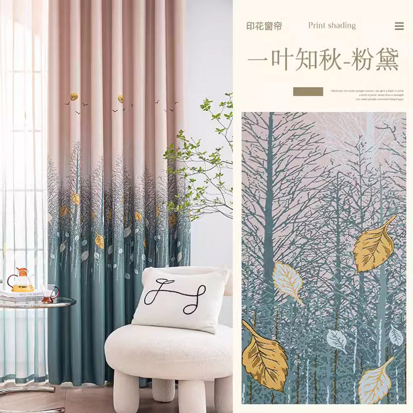 DIHINHOME Home Textile Modern Curtain DIHIN HOME Pastoral Printed,Blackout Grommet Window Curtain for Living Room,P027