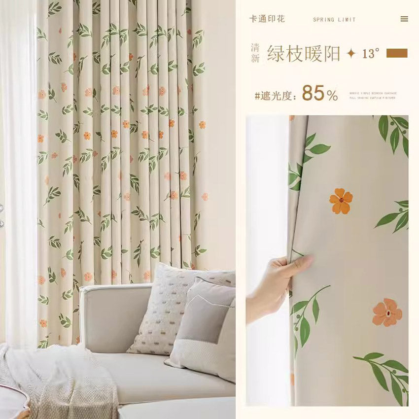 DIHINHOME Home Textile Modern Curtain DIHIN HOME Pastoral Printed,Blackout Grommet Window Curtain for Living Room,P028