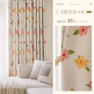 DIHINHOME Home Textile Modern Curtain DIHIN HOME Pastoral Printed,Blackout Grommet Window Curtain for Living Room,P029