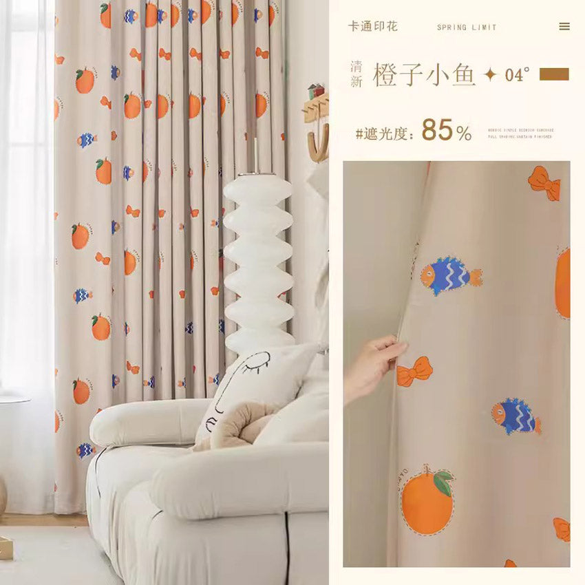 DIHINHOME Home Textile Modern Curtain DIHIN HOME Pastoral Printed,Blackout Grommet Window Curtain for Living Room,P032