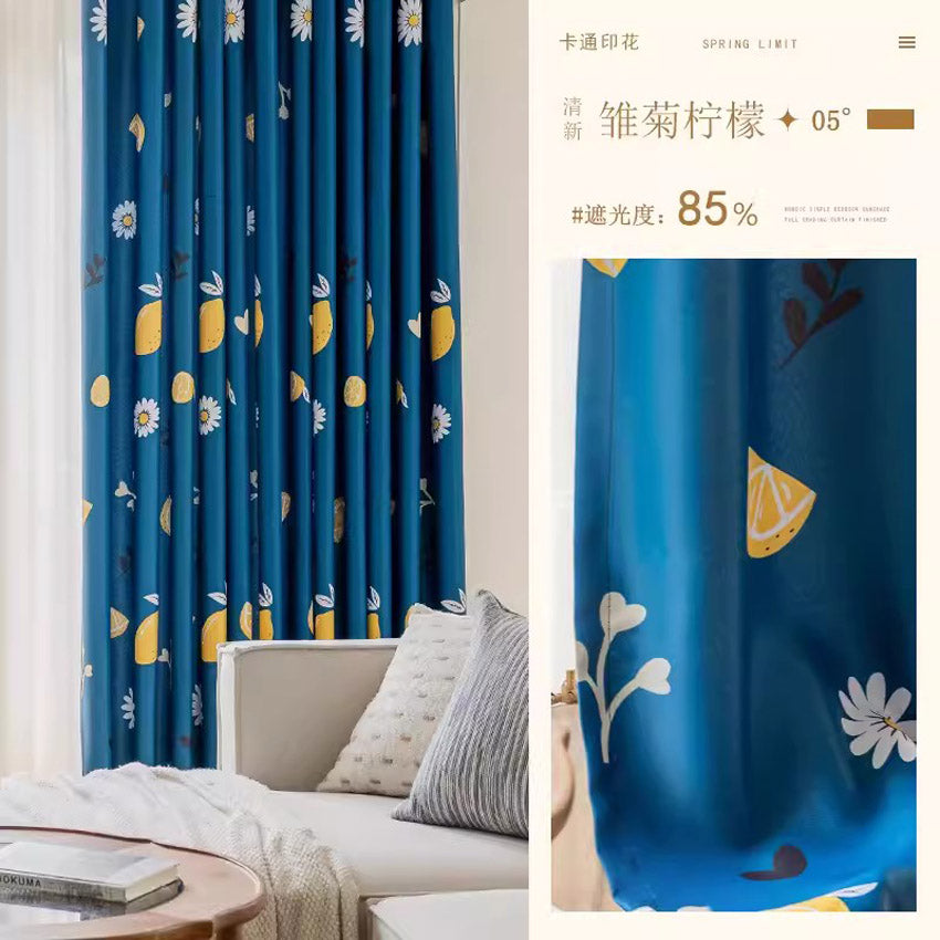 DIHINHOME Home Textile Modern Curtain DIHIN HOME Pastoral Printed,Blackout Grommet Window Curtain for Living Room,P033