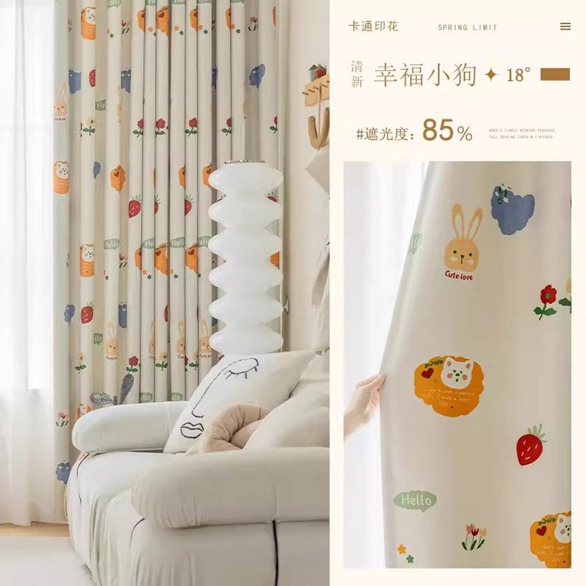 DIHINHOME Home Textile Modern Curtain DIHIN HOME Pastoral Printed,Blackout Grommet Window Curtain for Living Room,P041