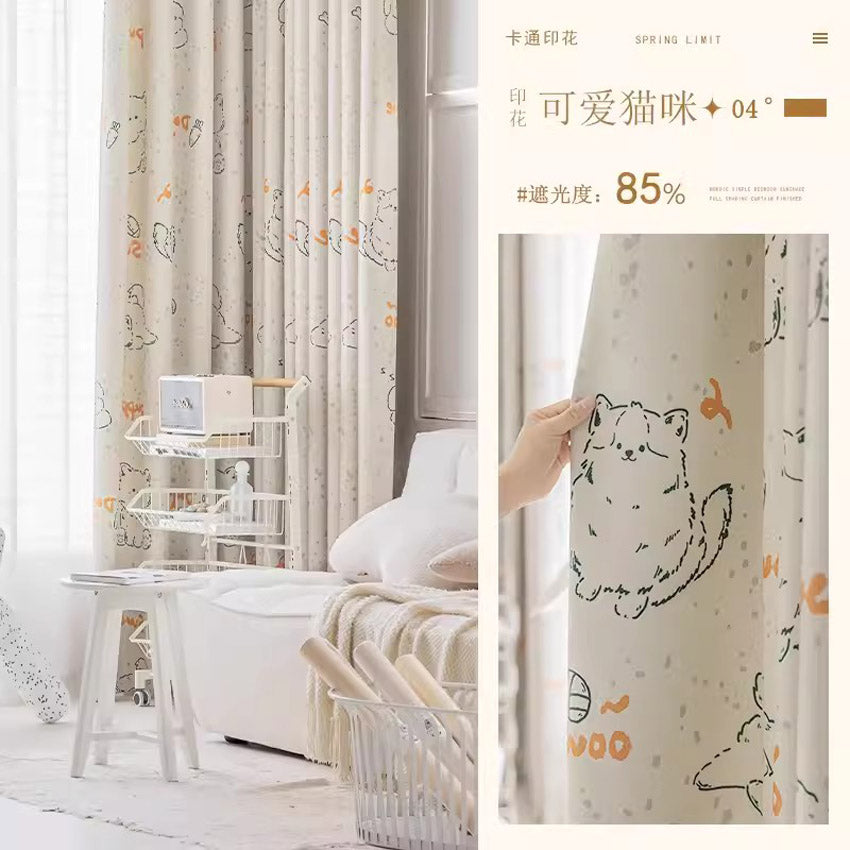 DIHINHOME Home Textile Modern Curtain DIHIN HOME Pastoral Printed,Blackout Grommet Window Curtain for Living Room,P043