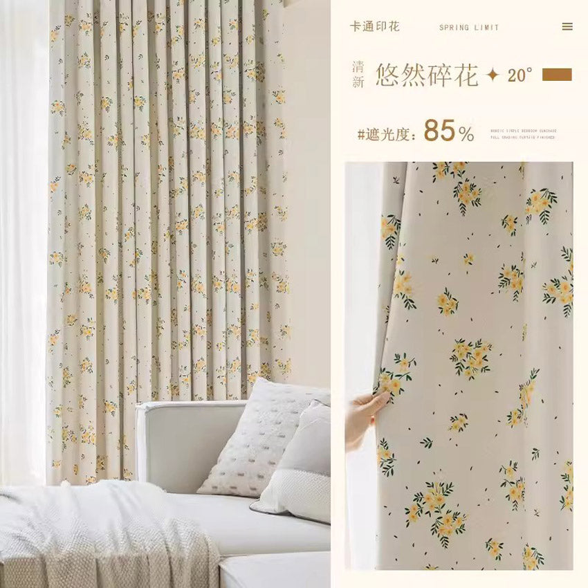DIHINHOME Home Textile Modern Curtain DIHIN HOME Pastoral Printed,Blackout Grommet Window Curtain for Living Room,P045