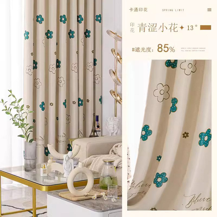 DIHINHOME Home Textile Modern Curtain DIHIN HOME Pastoral Printed,Blackout Grommet Window Curtain for Living Room,P047