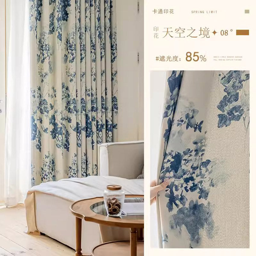 DIHINHOME Home Textile Modern Curtain DIHIN HOME Pastoral Printed,Blackout Grommet Window Curtain for Living Room,P049