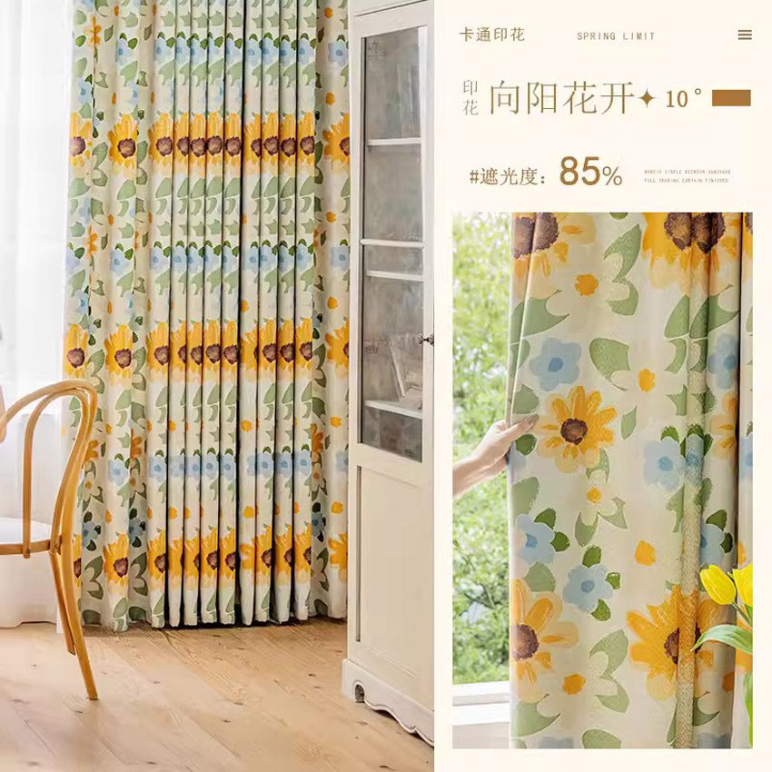 DIHINHOME Home Textile Modern Curtain DIHIN HOME Pastoral Printed,Blackout Grommet Window Curtain for Living Room,P053