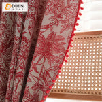 DIHINHOME Home Textile Pastoral Curtain DIHIN HOME Bohemian Red Leaves Painting Printed,Blackout Grommet Window Curtain for Living Room ,52x63-inch,1 Panel