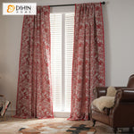 DIHINHOME Home Textile Pastoral Curtain DIHIN HOME Bohemian Red Leaves Painting Printed,Blackout Grommet Window Curtain for Living Room ,52x63-inch,1 Panel