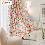 DIHINHOME Home Textile Pastoral Curtain DIHIN HOME Colorful Flowers Printed,Blackout Grommet Window Curtain for Living Room ,52x63-inch,1 Panel