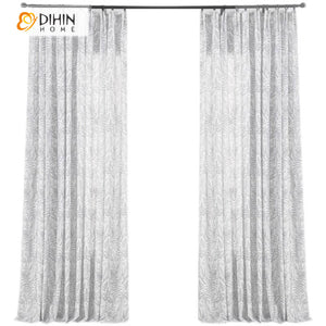 DIHINHOME Home Textile Pastoral Curtain DIHIN HOME Cotton Linen Leaves Printed,Grommet Window Curtain for Living Room,Customzied Curtains